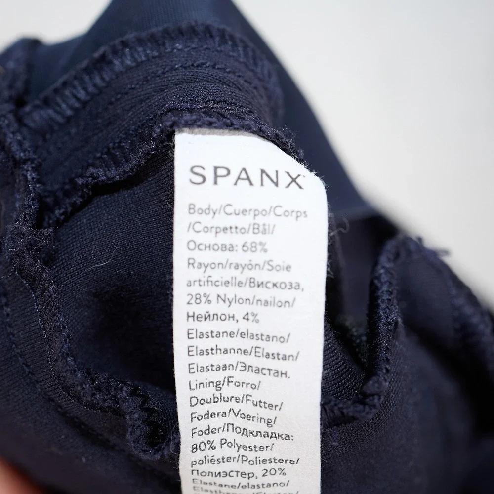 NOT AVAILABLE Spanx The Perfect Pant Straight Leg Navy Blue High Rise Ponte